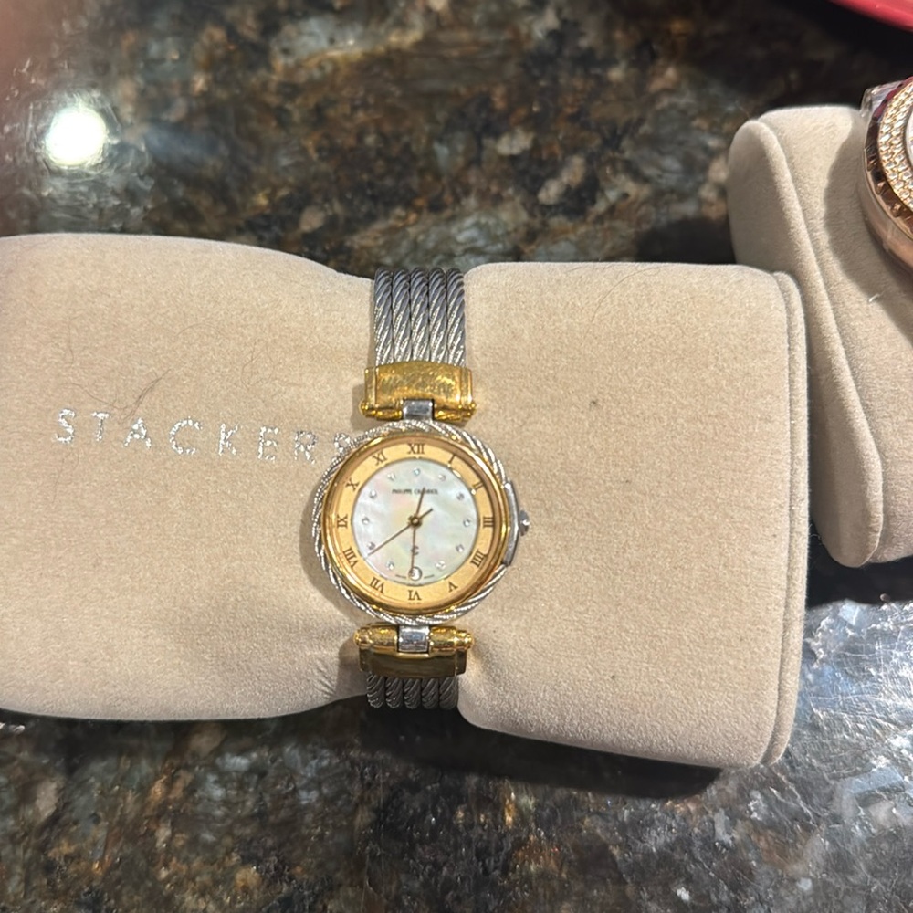 Philippe Chariole watch. Silver cable band.